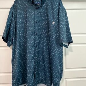 Huk Men's Teal Patterned Button Down Shirt